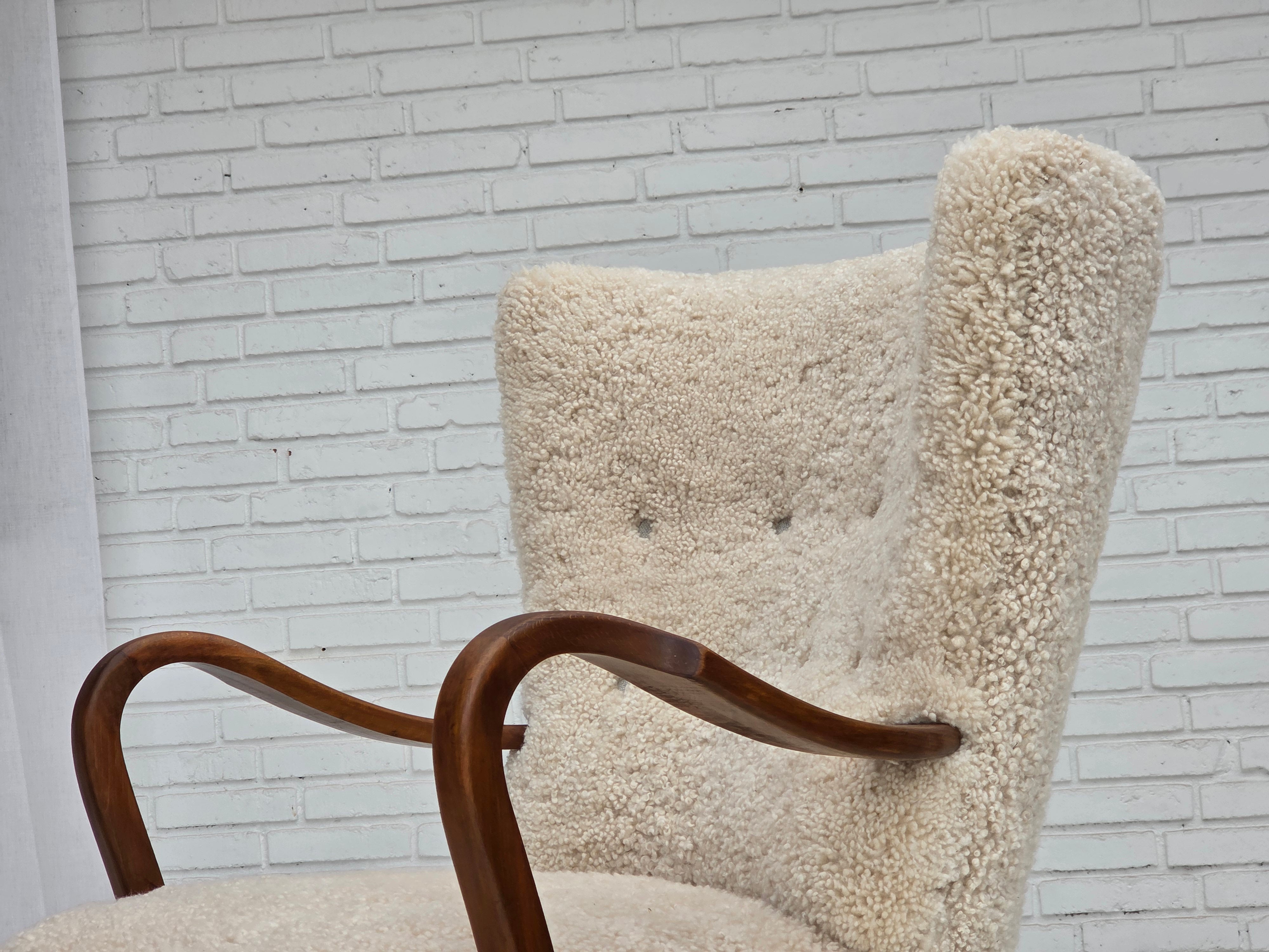 High-Back_Armchair_by_Alfred_Christensen_for_Slagelse_Møbelværk_in_Sheepskin,_Denmark,_1960s