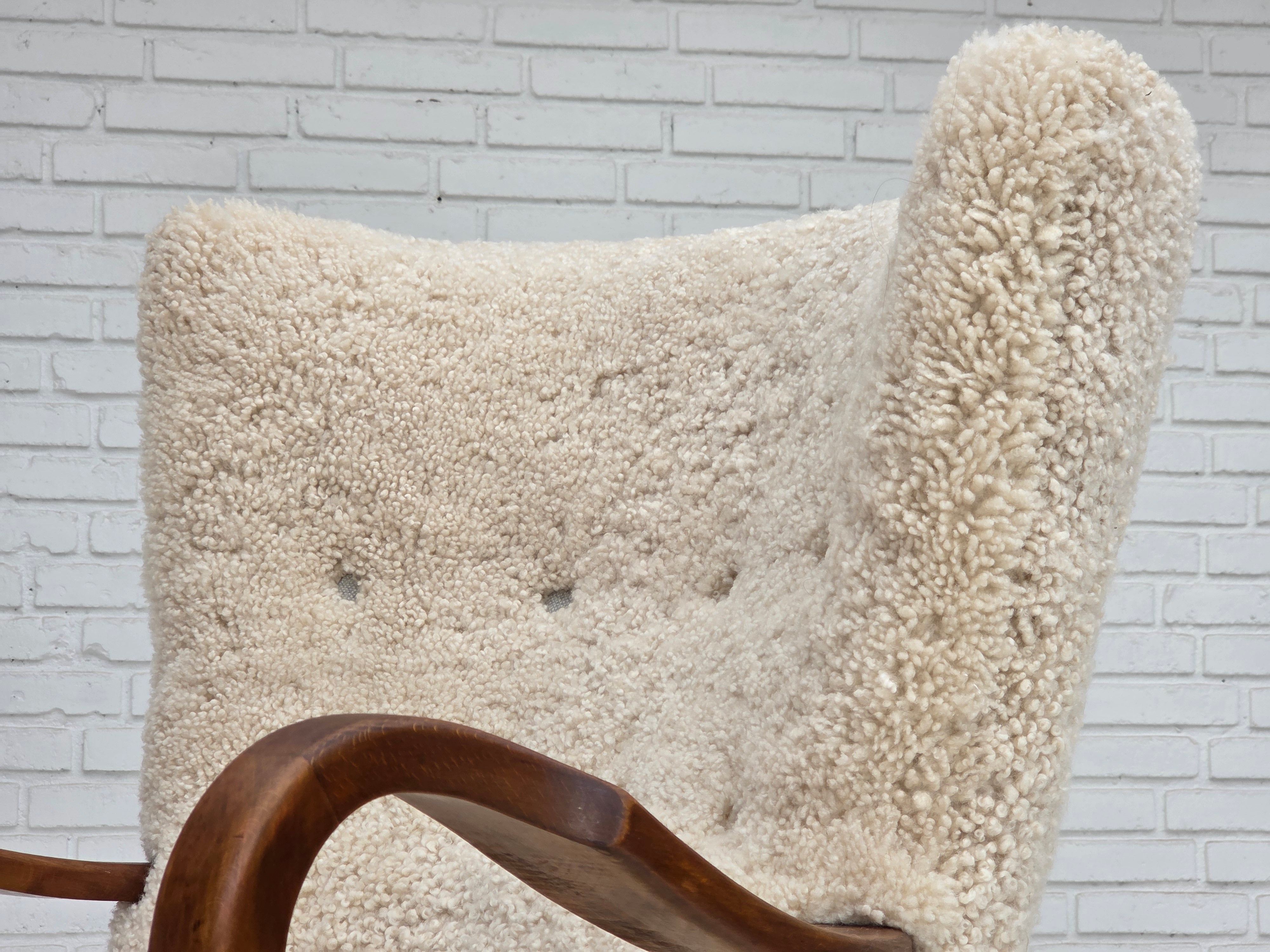 High-Back_Armchair_by_Alfred_Christensen_for_Slagelse_Møbelværk_in_Sheepskin,_Denmark,_1960s