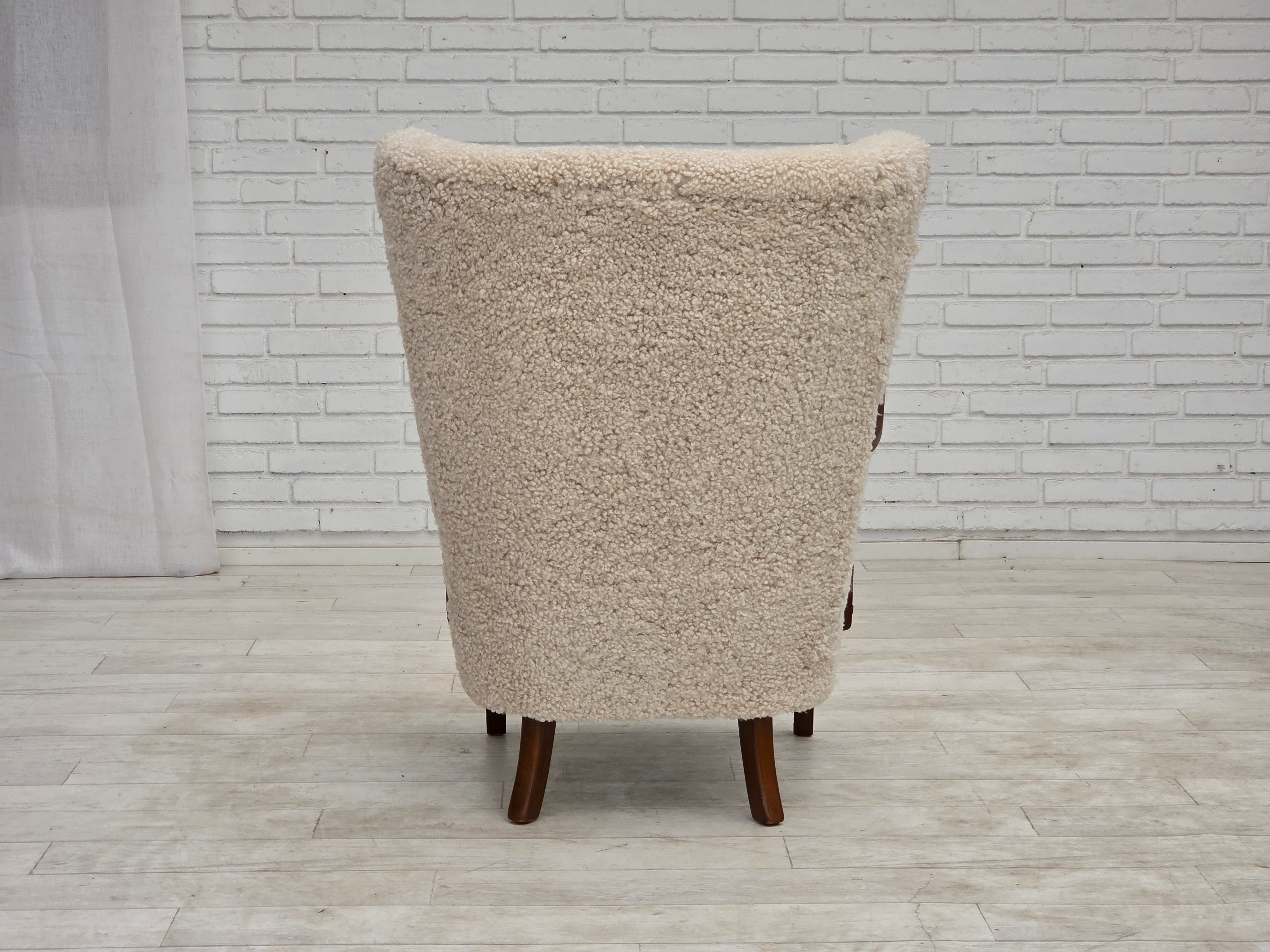 High-Back_Armchair_by_Alfred_Christensen_for_Slagelse_Møbelværk_in_Sheepskin,_Denmark,_1960s