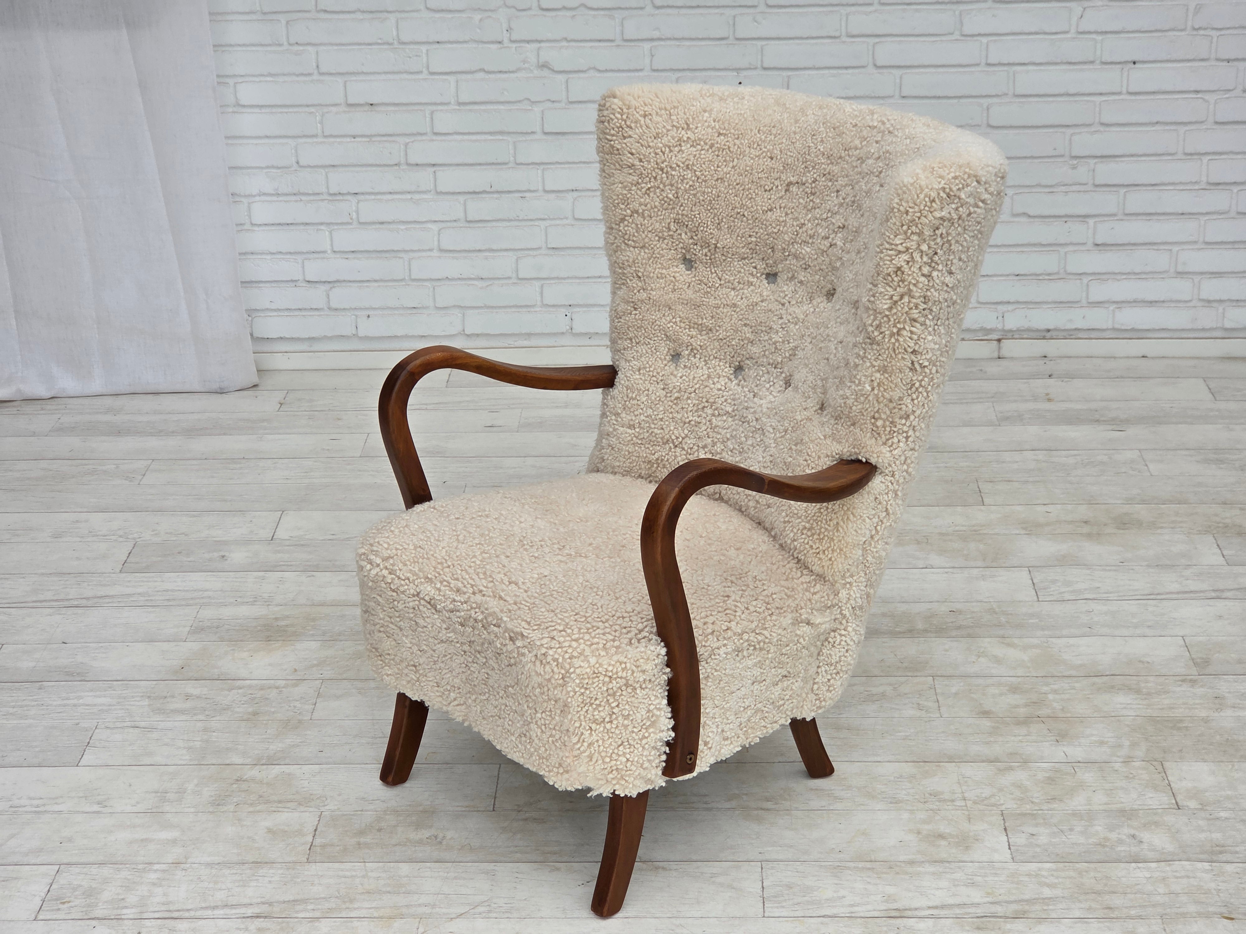 High-Back_Armchair_by_Alfred_Christensen_for_Slagelse_Møbelværk_in_Sheepskin,_Denmark,_1960s
