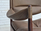 Modus_High-Back_Teak_and_Brown_Leather_Armchair_by_Kristian_Vedel_for_Søren_Willadsen,_Denmark,_1974