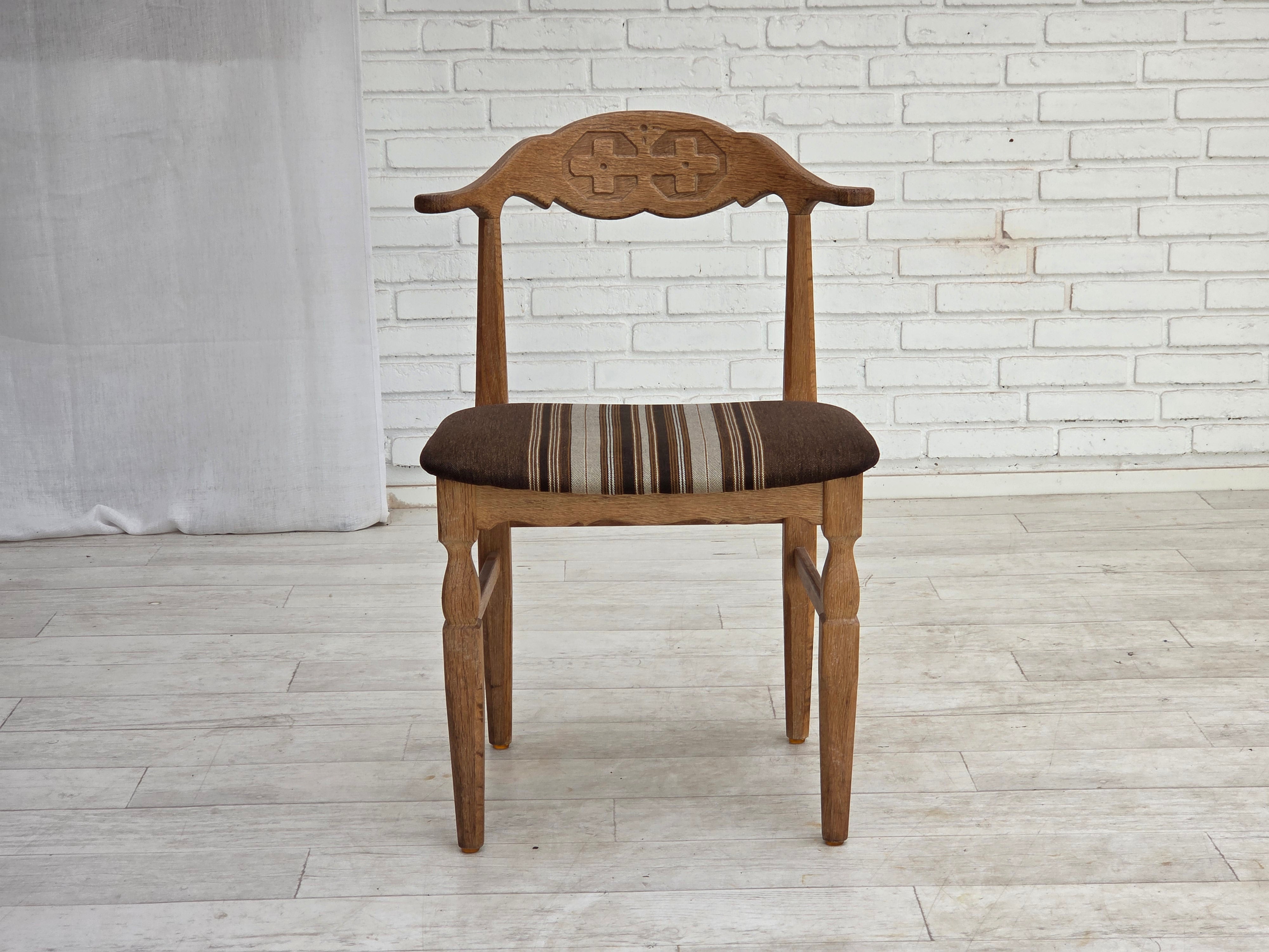 Set_of_4_Danish_Carved_Oak_Dining_Chairs_by_Henning_Kjærnulf_with_Original_Striped_Wool_Upholstery,_1960s