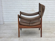 Modus_High-Back_Teak_and_Brown_Leather_Armchair_by_Kristian_Vedel_for_Søren_Willadsen,_Denmark,_1974