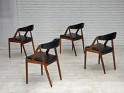 Set_of_4_Model_31_Armchairs_by_Kai_Kristiansen_in_Teak_and_Black_Leather,_Denmark,_1960s