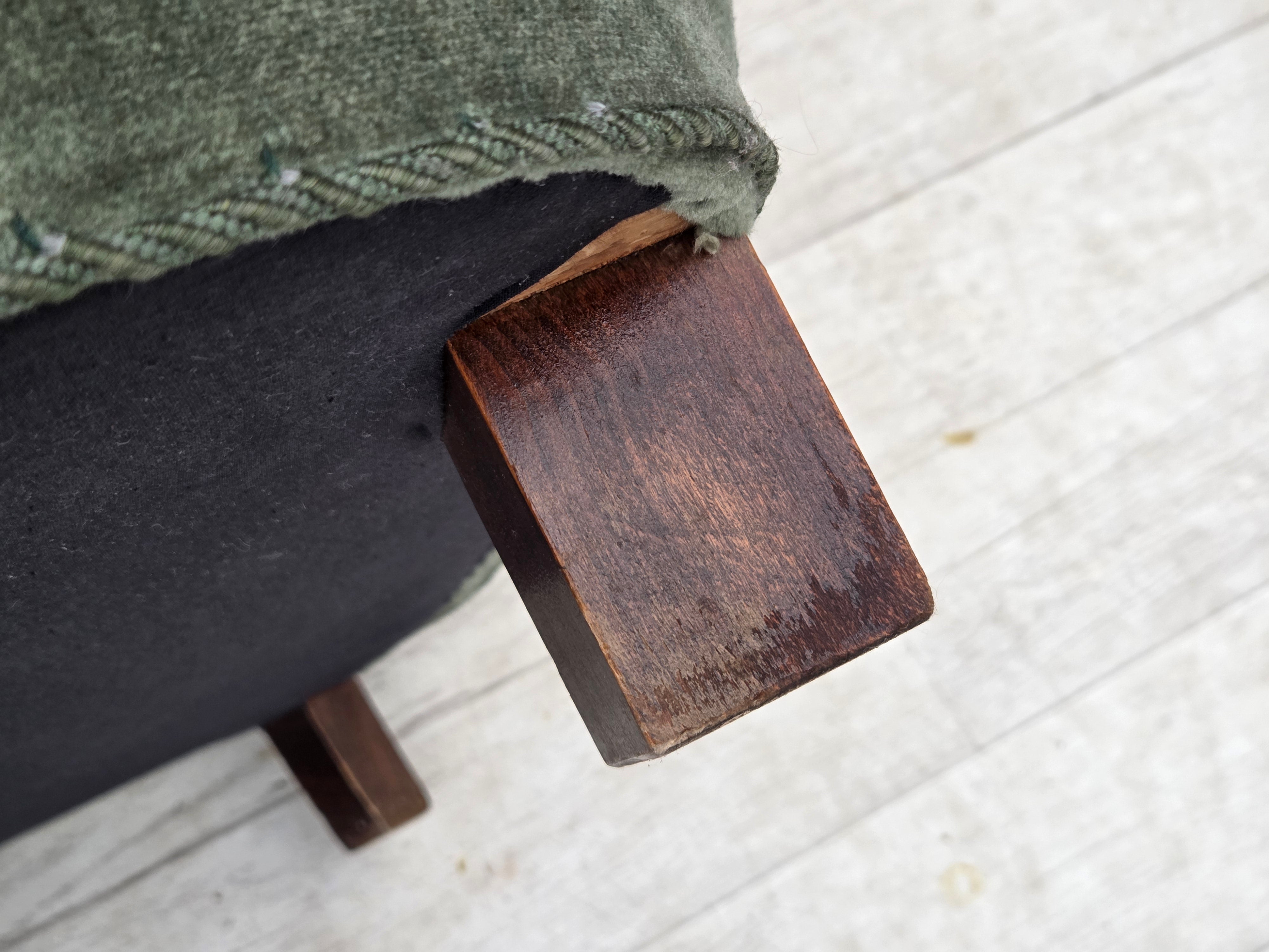 Danish_Mid-Century_Modern_High-Back_Lounge_Chair_with_Green_Velour_Upholstery_and_Ash_Legs,_1960s