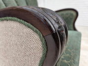 1960s_Danish_Relax_Chair_in_Green_and_Light_Grey_Wool_with_Dark_Oak_Frame