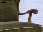 Danish_Highback_Wingback_Armchair_in_Green_Velour_and_Oak,_Denmark,_1960s