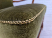 Danish_Highback_Wingback_Armchair_in_Green_Velour_and_Oak,_Denmark,_1960s