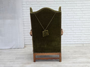 Danish_Highback_Wingback_Armchair_in_Green_Velour_and_Oak,_Denmark,_1960s