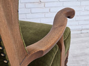 Danish_Highback_Wingback_Armchair_in_Green_Velour_and_Oak,_Denmark,_1960s