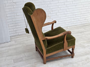 Danish_Highback_Wingback_Armchair_in_Green_Velour_and_Oak,_Denmark,_1960s