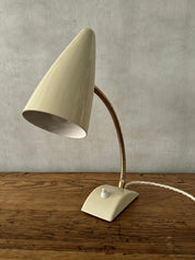 German_Gooseneck_Table_Lamp_in_Bakelite_and_Brass,_Germany,_1960s