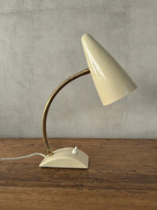 German_Gooseneck_Table_Lamp_in_Bakelite_and_Brass,_Germany,_1960s