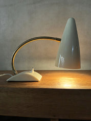 German_Gooseneck_Table_Lamp_in_Bakelite_and_Brass,_Germany,_1960s