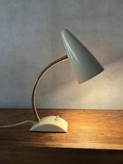 German_Gooseneck_Table_Lamp_in_Bakelite_and_Brass,_Germany,_1960s