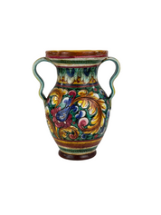 1960s_Hand-Painted_Majolica_Amphora_Vase_Signed_NP_Orvieto,_Italy