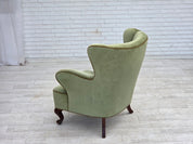 Scandinavian_Green_Velour_Lounge_Chair,_Oak,_Denmark_or_Sweden,_1960s