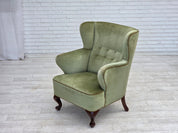 Scandinavian_Green_Velour_Lounge_Chair,_Oak,_Denmark_or_Sweden,_1960s