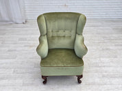 Scandinavian_Green_Velour_Lounge_Chair,_Oak,_Denmark_or_Sweden,_1960s
