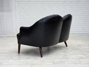 1960s_Scandinavian_Black_Leather_Sofa_with_Beech_Wood_Legs,_Denmark