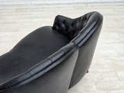 1960s_Scandinavian_Black_Leather_Sofa_with_Beech_Wood_Legs,_Denmark