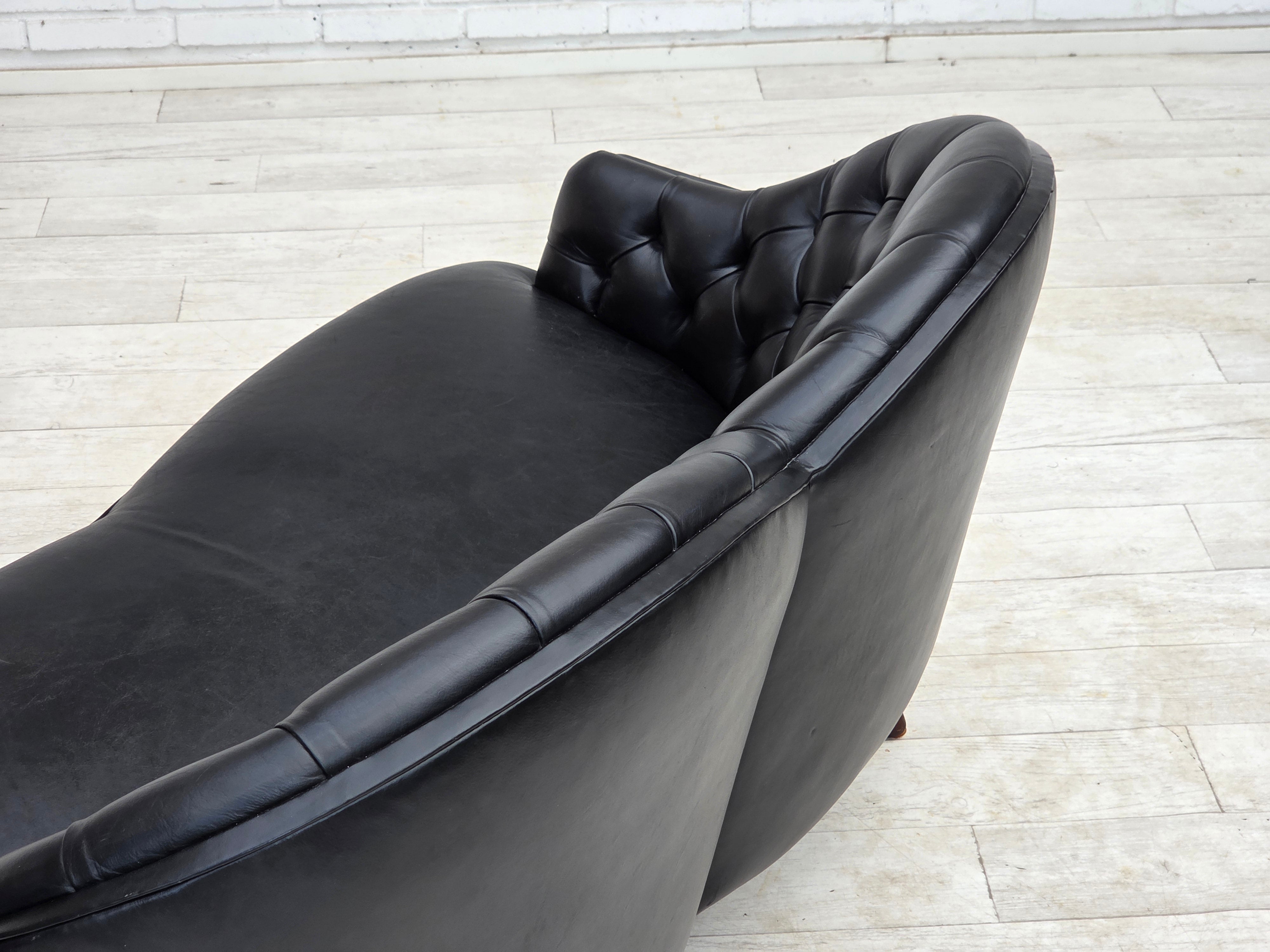 1960s_Scandinavian_Black_Leather_Sofa_with_Beech_Wood_Legs,_Denmark