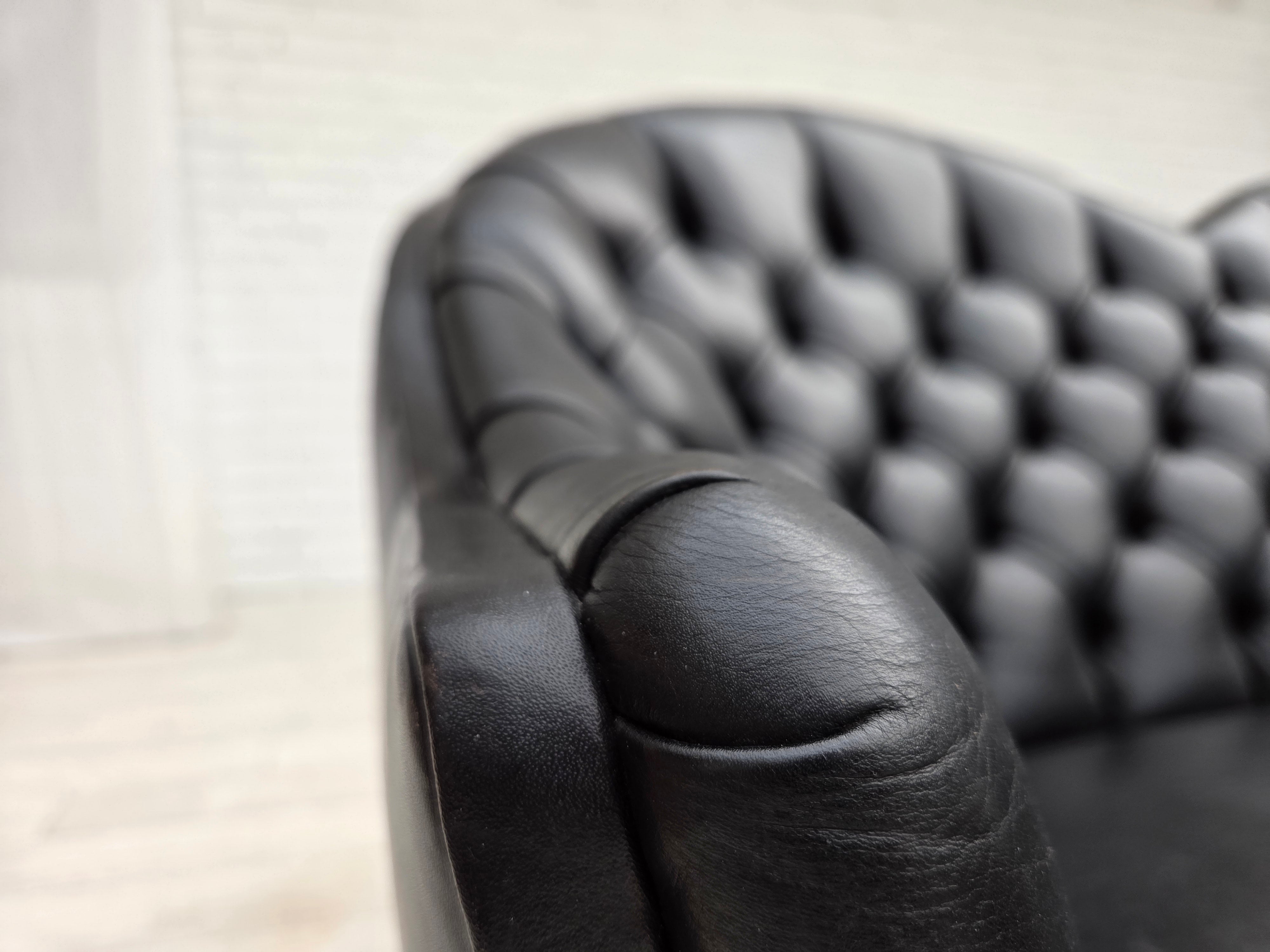 1960s_Scandinavian_Black_Leather_Sofa_with_Beech_Wood_Legs,_Denmark