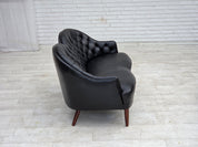 1960s_Scandinavian_Black_Leather_Sofa_with_Beech_Wood_Legs,_Denmark