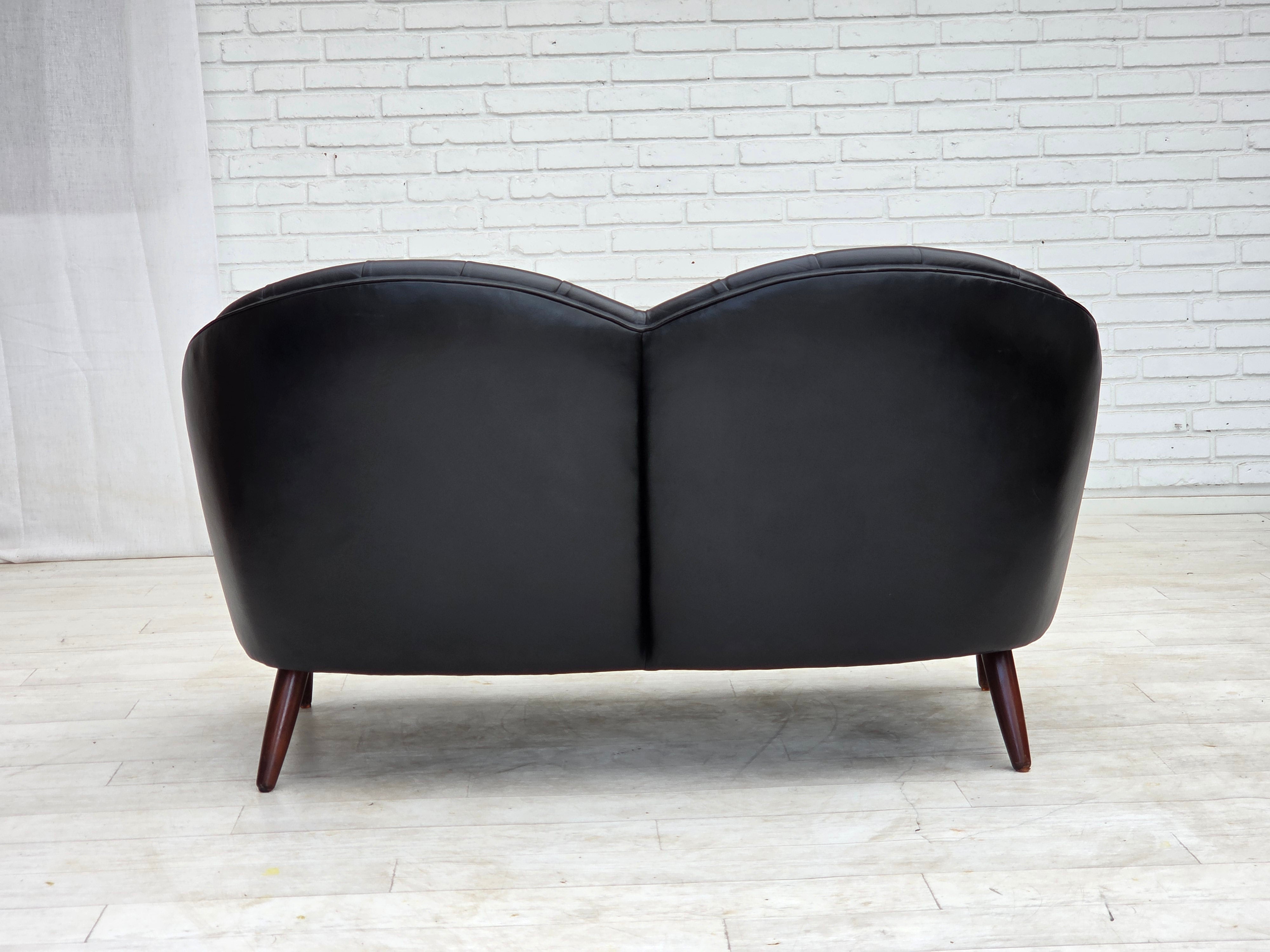 1960s_Scandinavian_Black_Leather_Sofa_with_Beech_Wood_Legs,_Denmark