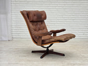Scandinavian_Brown_Leather_Swivel_Lounge_Chair_with_Bentwood_Frame,_Denmark_or_Sweden,_1960s