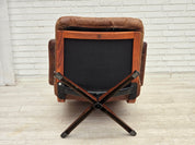 Scandinavian_Brown_Leather_Swivel_Lounge_Chair_with_Bentwood_Frame,_Denmark_or_Sweden,_1960s