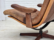 Scandinavian_Brown_Leather_Swivel_Lounge_Chair_with_Bentwood_Frame,_Denmark_or_Sweden,_1960s