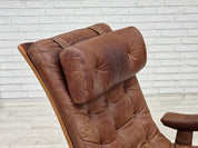 Scandinavian_Brown_Leather_Swivel_Lounge_Chair_with_Bentwood_Frame,_Denmark_or_Sweden,_1960s