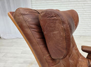 Scandinavian_Brown_Leather_Swivel_Lounge_Chair_with_Bentwood_Frame,_Denmark_or_Sweden,_1960s