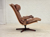 Scandinavian_Brown_Leather_Swivel_Lounge_Chair_with_Bentwood_Frame,_Denmark_or_Sweden,_1960s