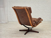 Scandinavian_Brown_Leather_Swivel_Lounge_Chair_with_Bentwood_Frame,_Denmark_or_Sweden,_1960s