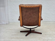 Scandinavian_Brown_Leather_Swivel_Lounge_Chair_with_Bentwood_Frame,_Denmark_or_Sweden,_1960s
