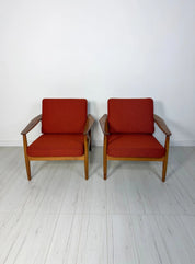 FD_164_Teak_Lounge_Chair_by_Arne_Vodder_for_CADO,_Rust-Red_Upholstery,_Denmark,_1960s