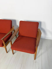 FD_164_Teak_Lounge_Chair_by_Arne_Vodder_for_CADO,_Rust-Red_Upholstery,_Denmark,_1960s