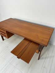 Vintage_Teak_Writing_Desk_by_Peter_Løvig_Nielsen,_Leather_Detail_and_Rear_Shelving,_Danish_Mid-Century_Modern,_1960s