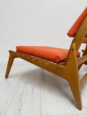 Set_of_2_Hunting_Lounge_Chairs_with_Ottomans_by_Heinz_Heger_for_PGH_Annaberg-Buchholz,_Oak_and_Orange_Fabric,_Mid-Century_Modern