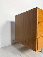 1960s_Danish_Mid-Century_Teak_Highboard_Attributed_to_Børge_Mogensen,_Oak_Base_and_Four_Drawers