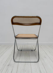 Plia_Folding_Chair_by_Giancarlo_Piretti_for_Anonima_Castelli,_Chrome,_Walnut_and_Cane_Wicker,_Italy,_1960s