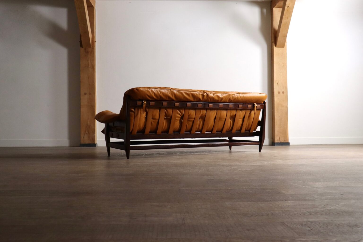 1965_“Rodeio”_Sofa_by_Jean_Gillon_for_Italma_Wood_Art,_Cognac_Leather,_Brazil
