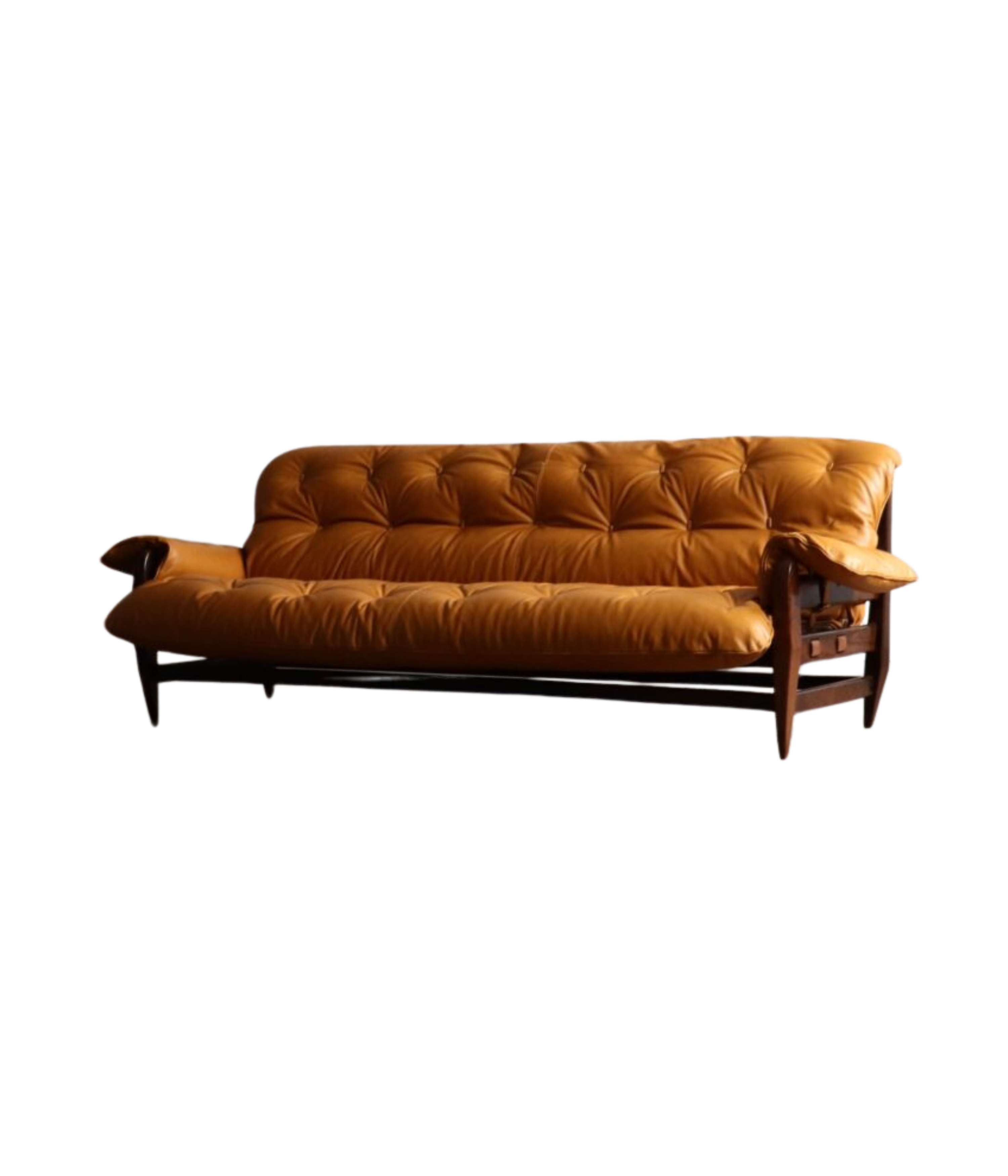 1965_“Rodeio”_Sofa_by_Jean_Gillon_for_Italma_Wood_Art,_Cognac_Leather,_Brazil