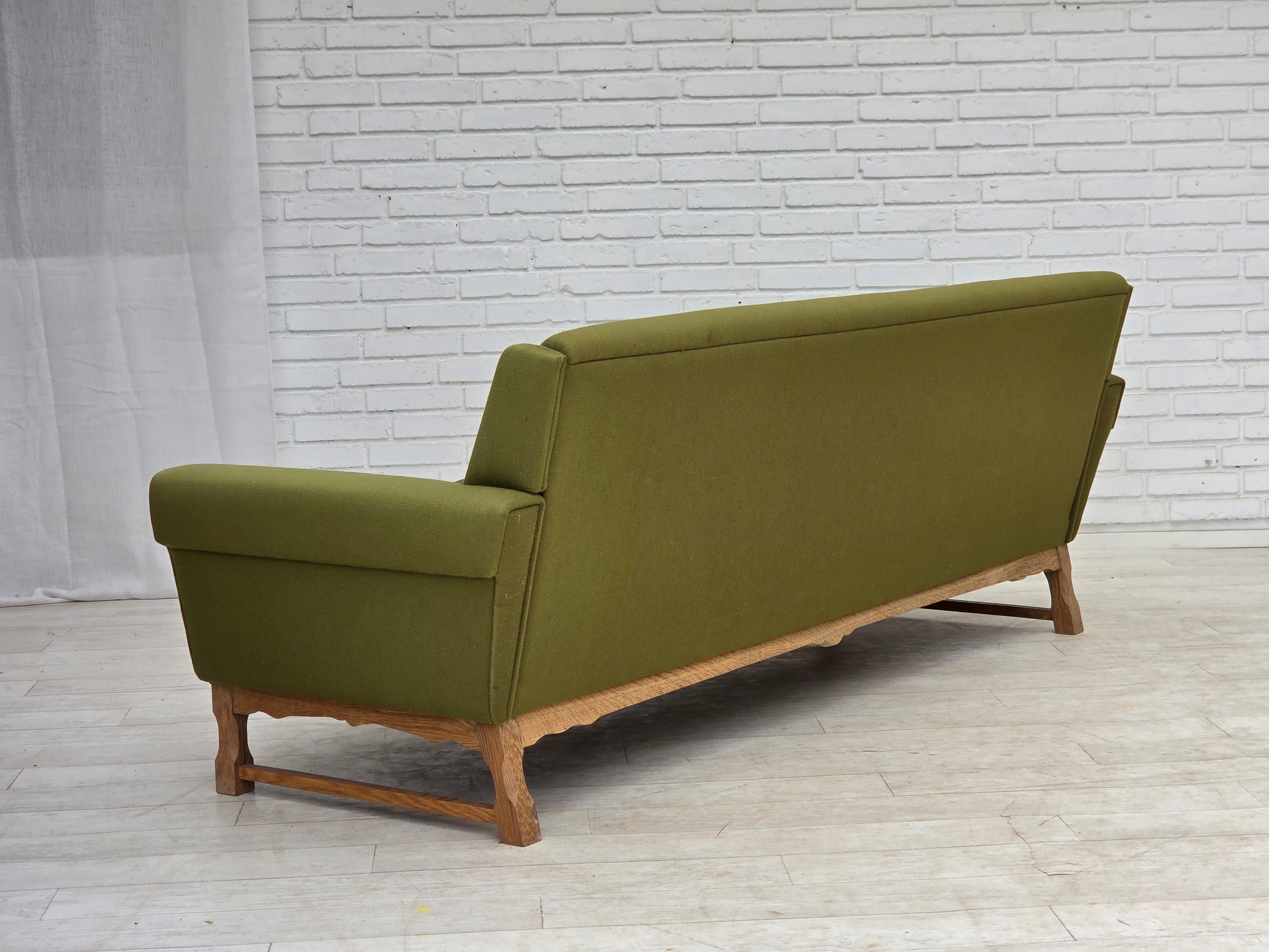 Danish_Green_Wool_3-Seater_Sofa_with_Oak_Frame,_1970s