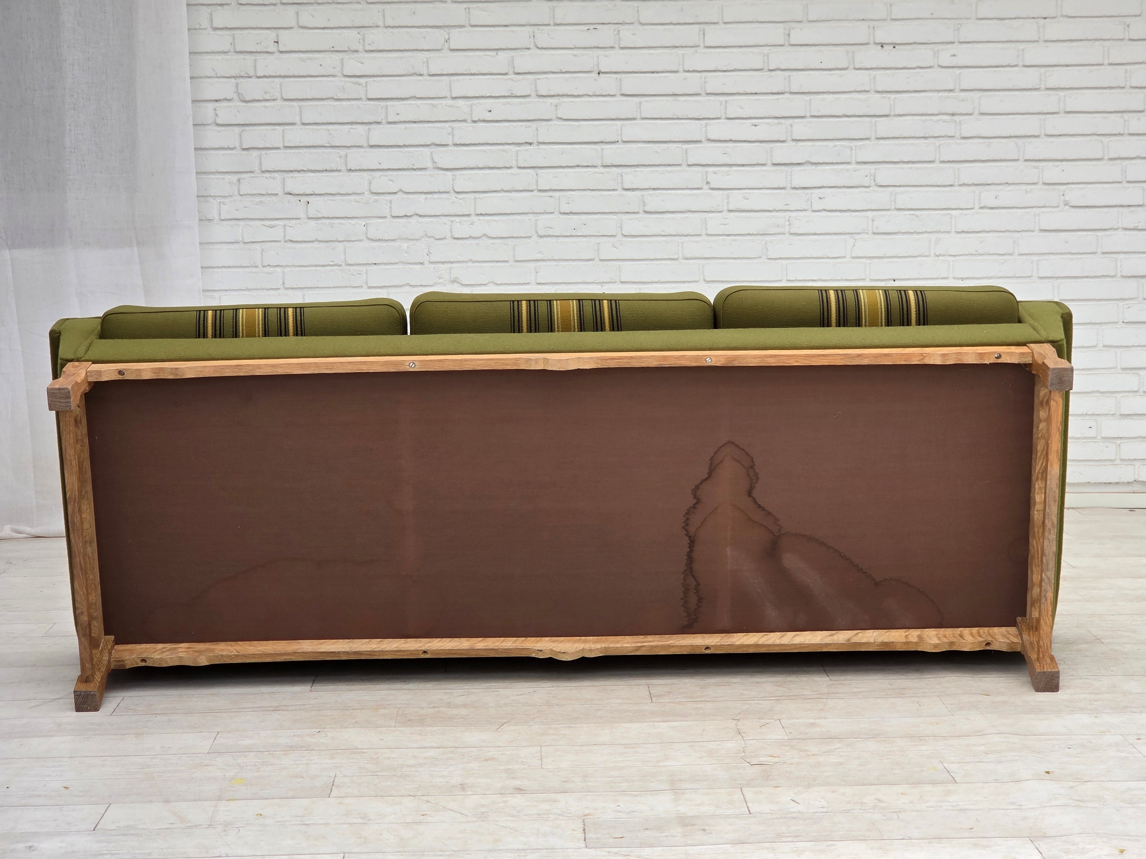 Danish_Green_Wool_3-Seater_Sofa_with_Oak_Frame,_1970s