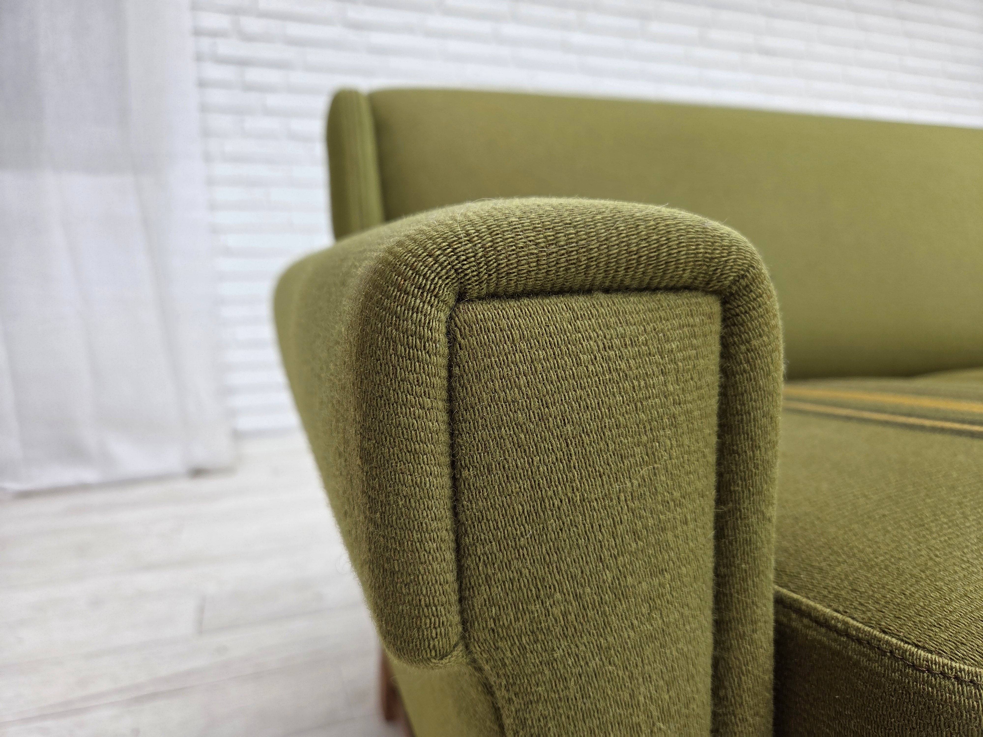 Danish_Green_Wool_3-Seater_Sofa_with_Oak_Frame,_1970s