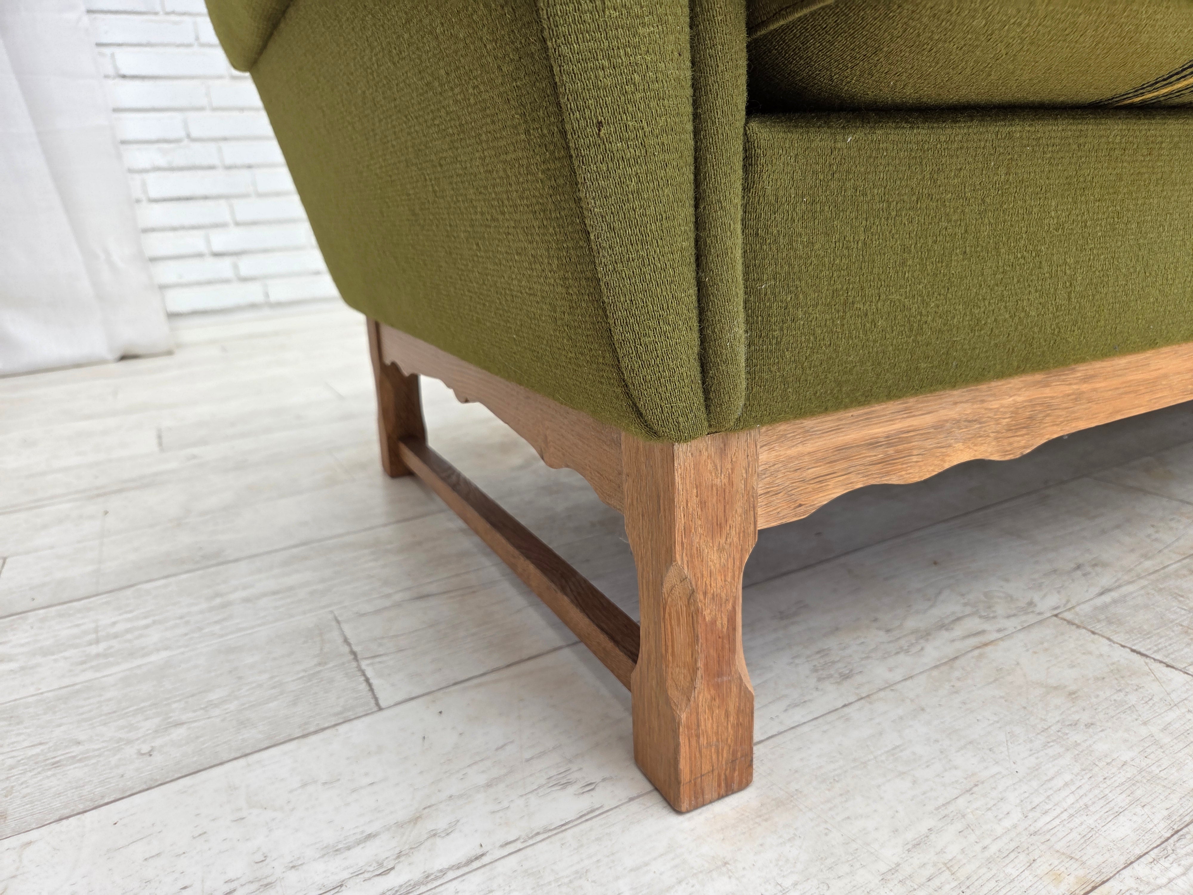 Danish_Green_Wool_3-Seater_Sofa_with_Oak_Frame,_1970s