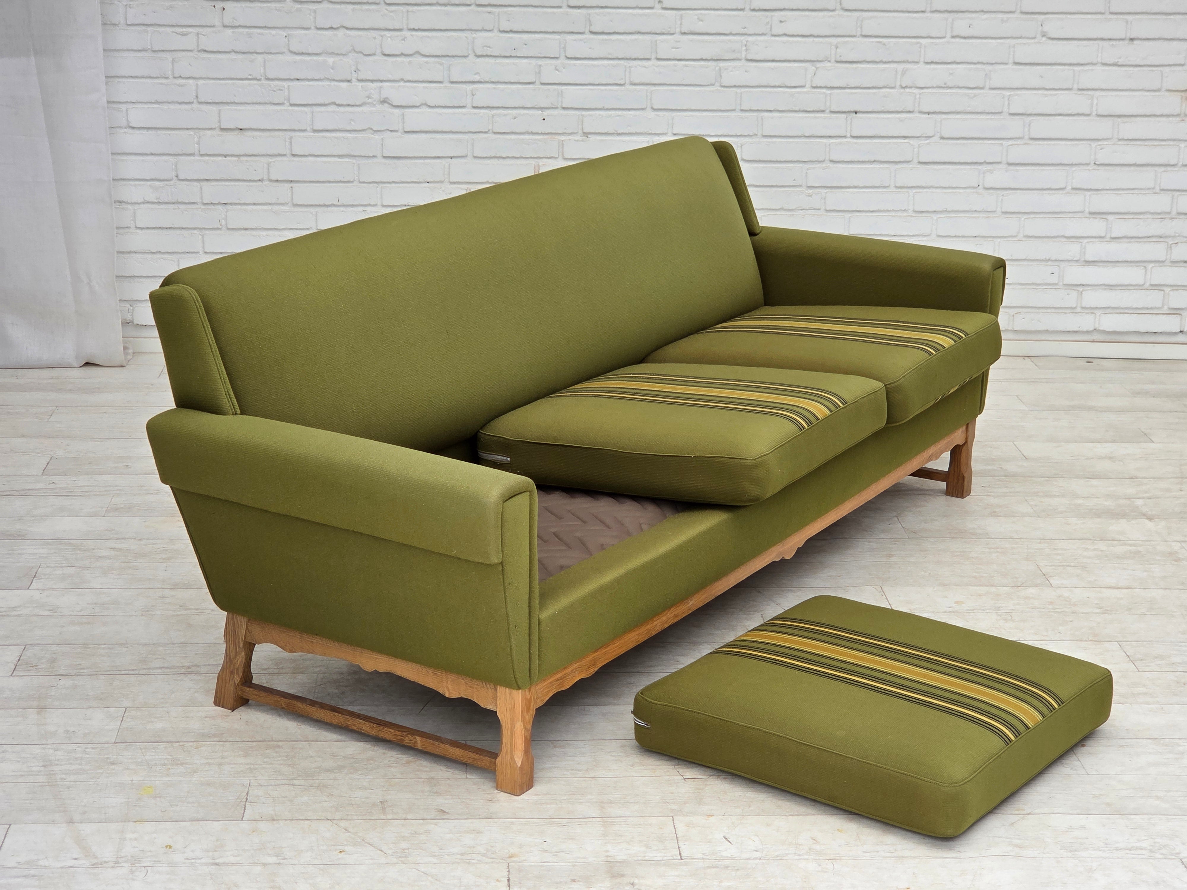 Danish_Green_Wool_3-Seater_Sofa_with_Oak_Frame,_1970s
